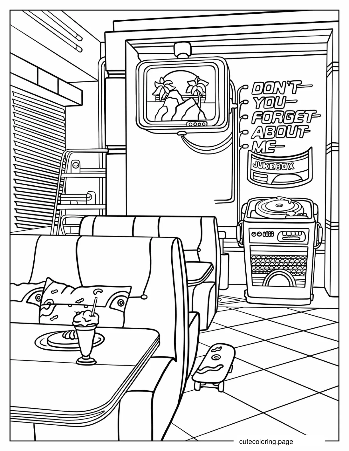 80s Diner Interior coloring page