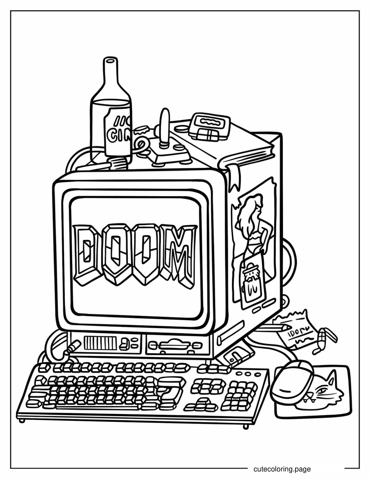 80s Retro Home Computer coloring page