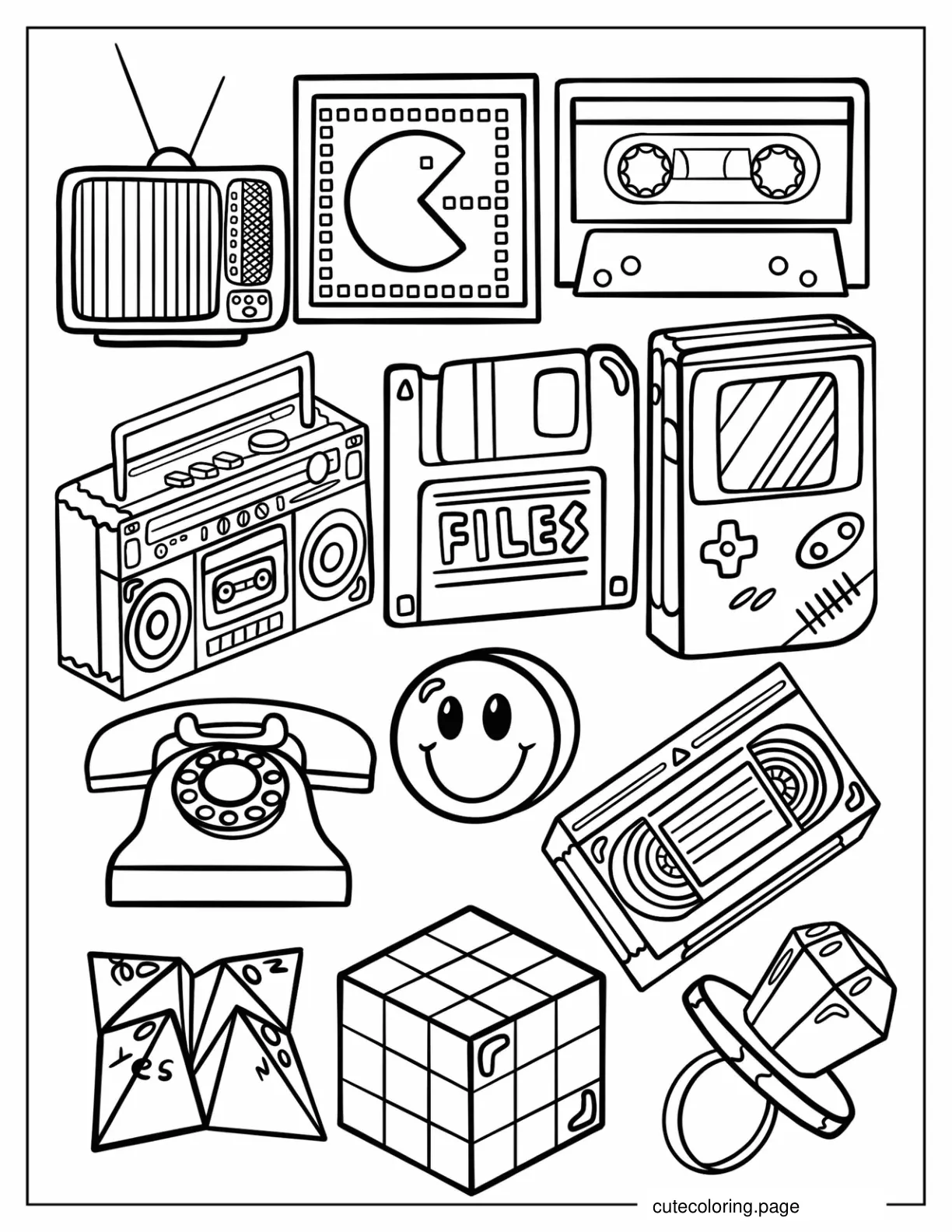 80s Retro Trends Coloring Sheet For Kids coloring page