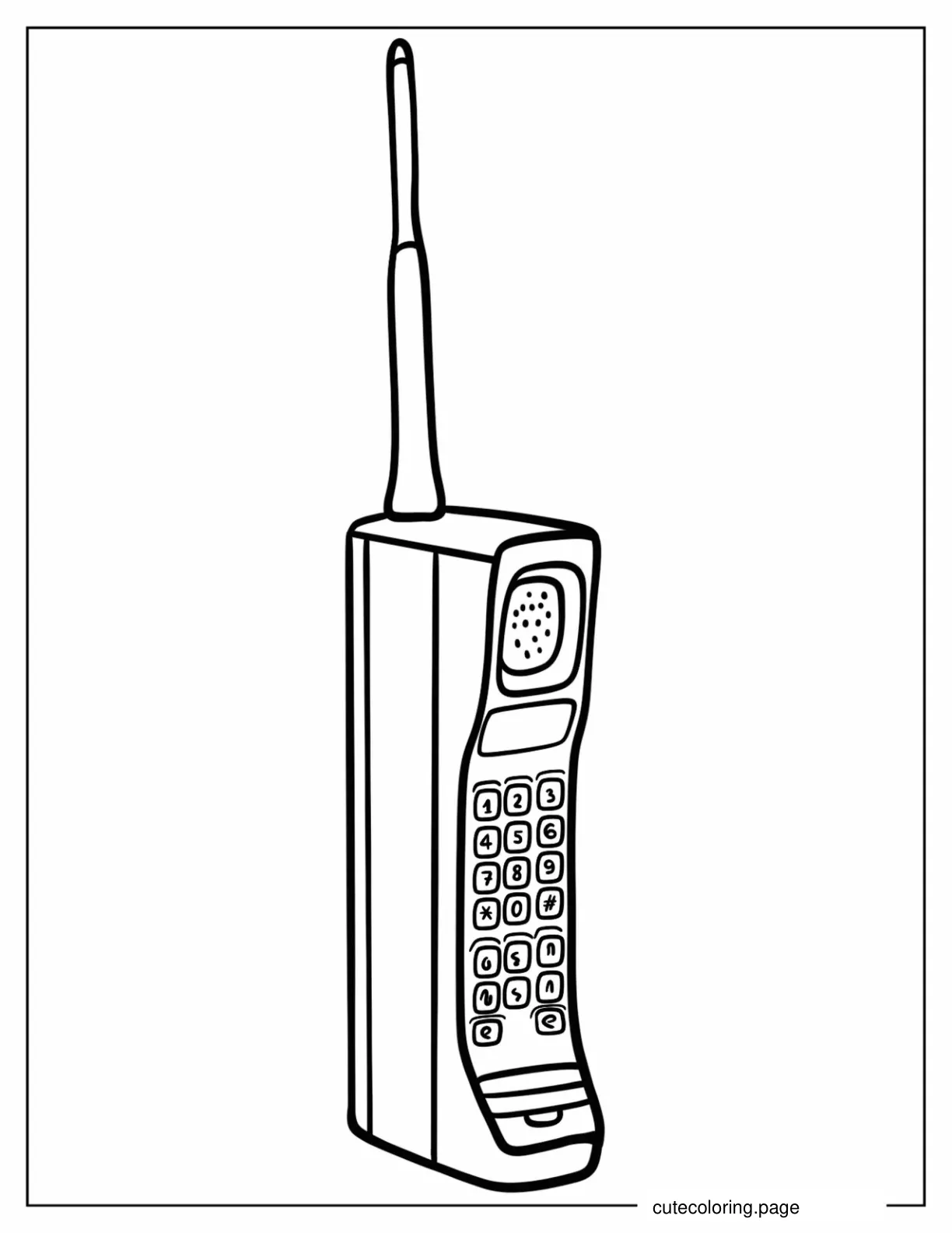 Easy 1980s Brick Cellphone Coloring Page For Kids coloring page