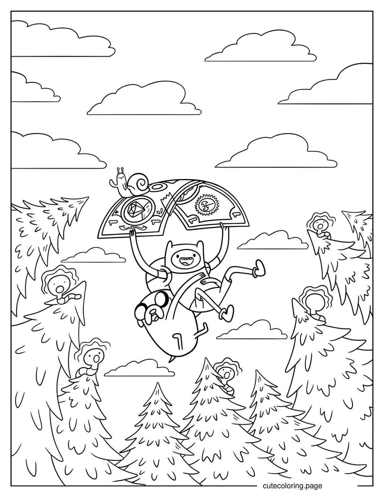 Adventure Time Dollar Bill Parachute Coloring Page coloring page