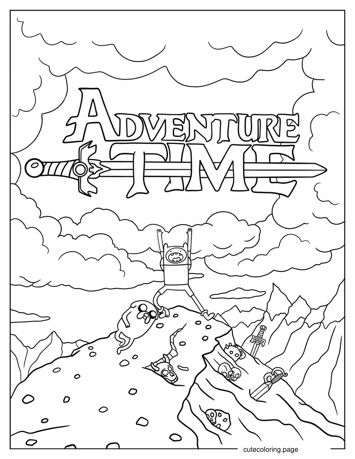 Adventure Time Finn And Jake On Cliff coloring page