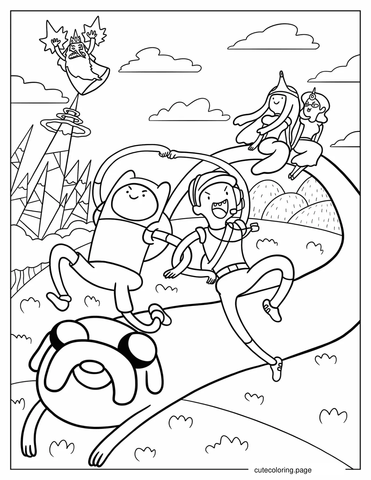 Adventure Time Finn Jake Ice King Princess Bubblegum Poster coloring page