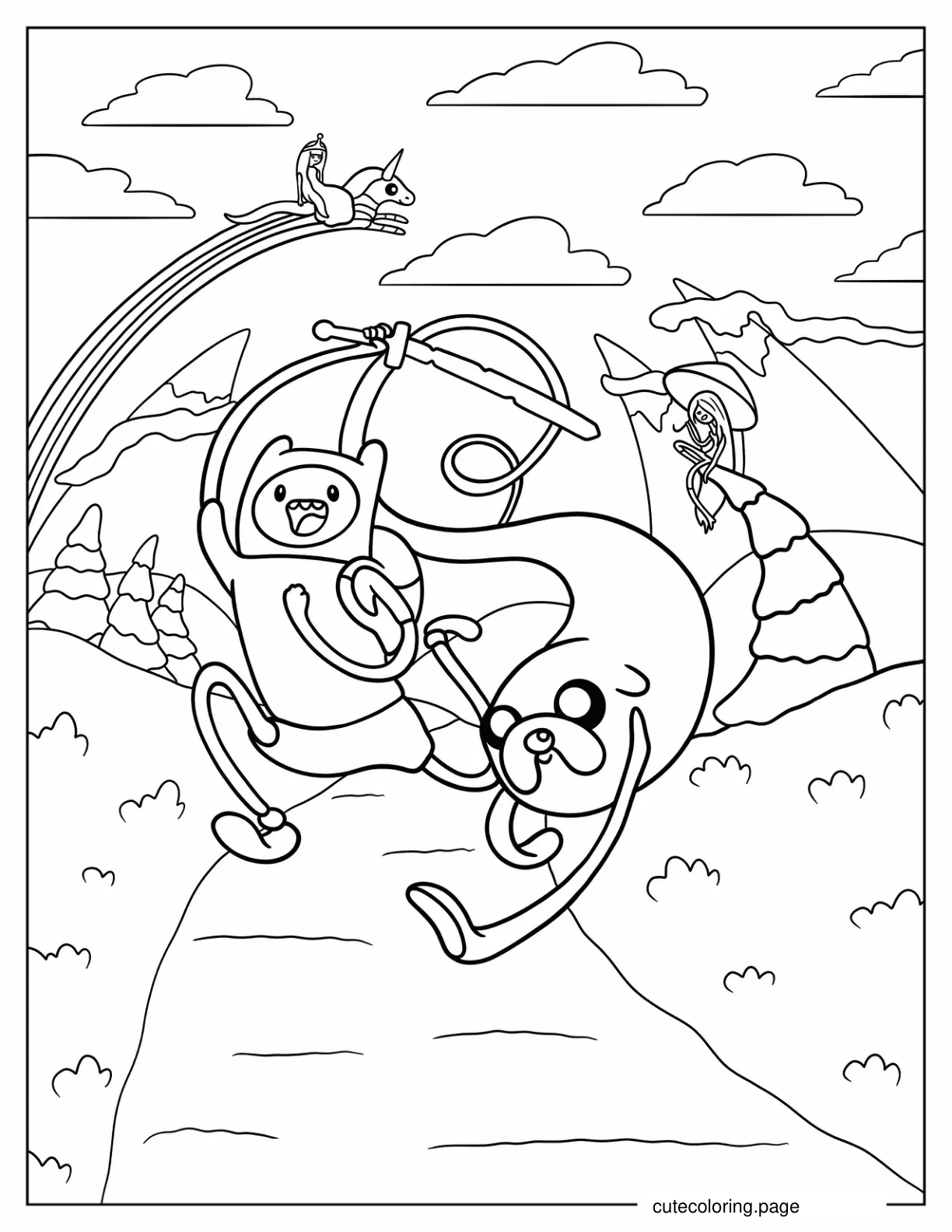 Adventure Time Finn Jake Princess Bubblegum And Marceline coloring page