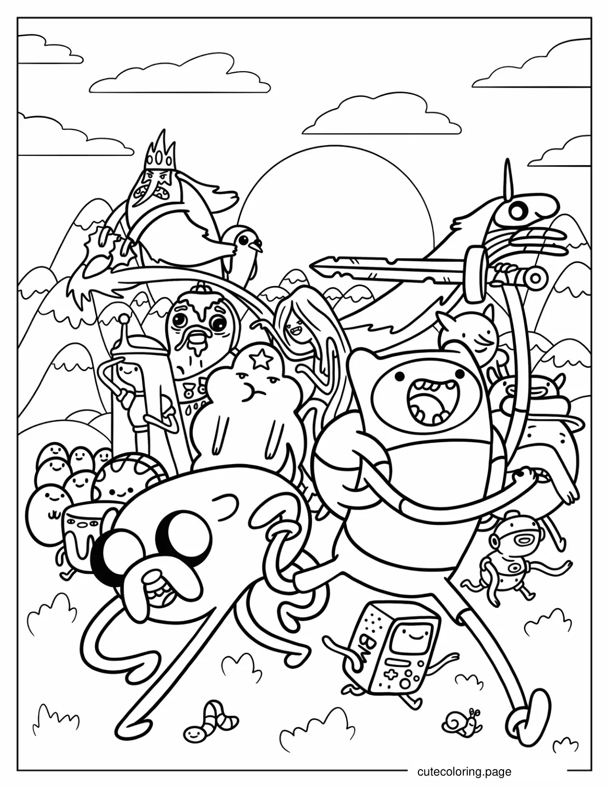 Detailed Adventure Time Poster Coloring Sheet coloring page