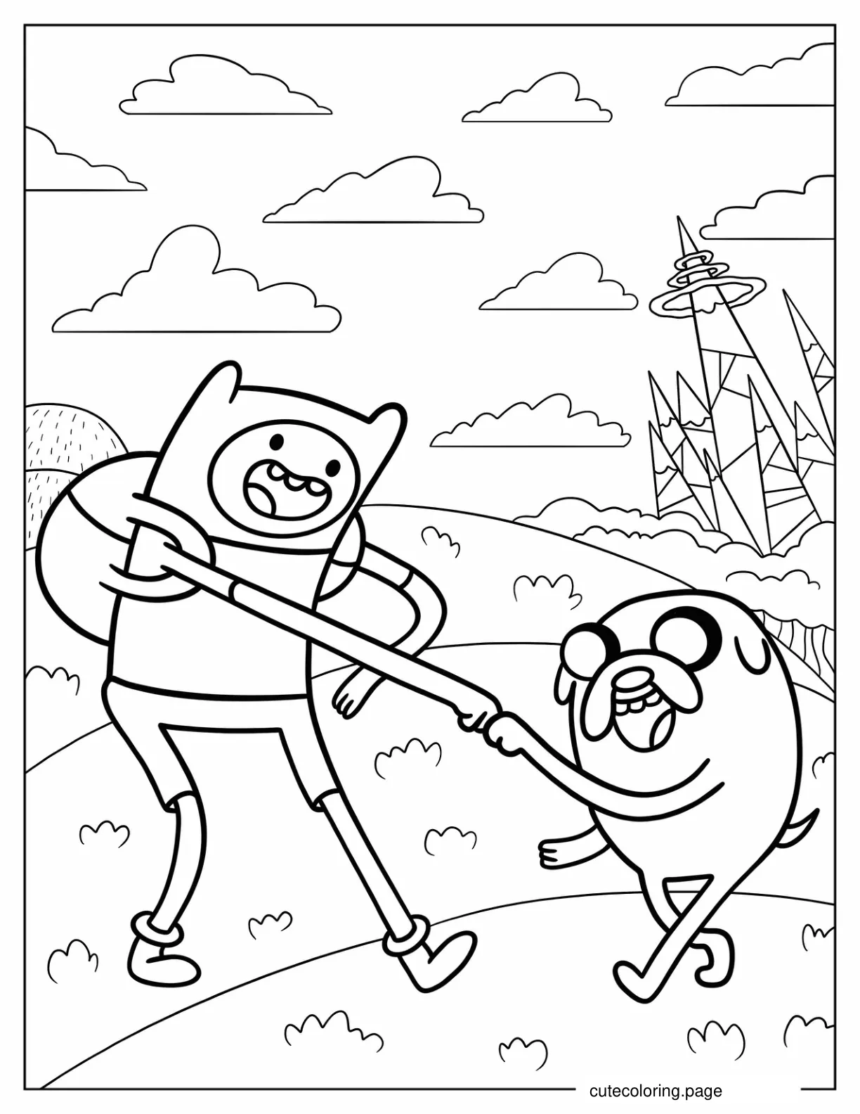 Finn And Jake First Bump Coloring Page coloring page