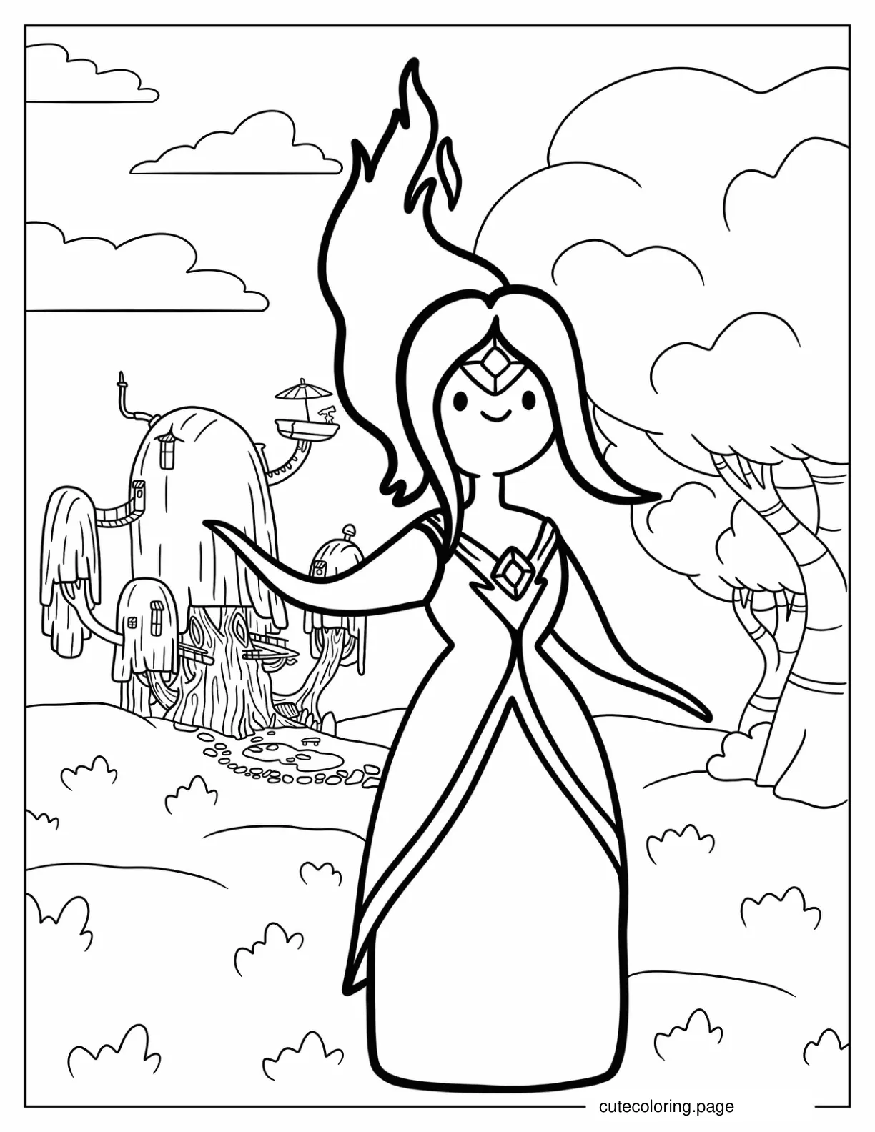 Flame Princess Coloring Sheet For Kids coloring page