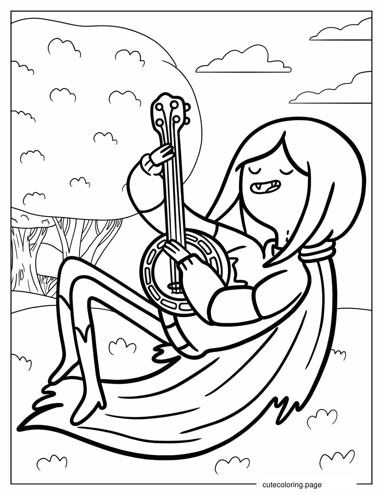 Marceline The Vampire Queen Playing Banjo coloring page