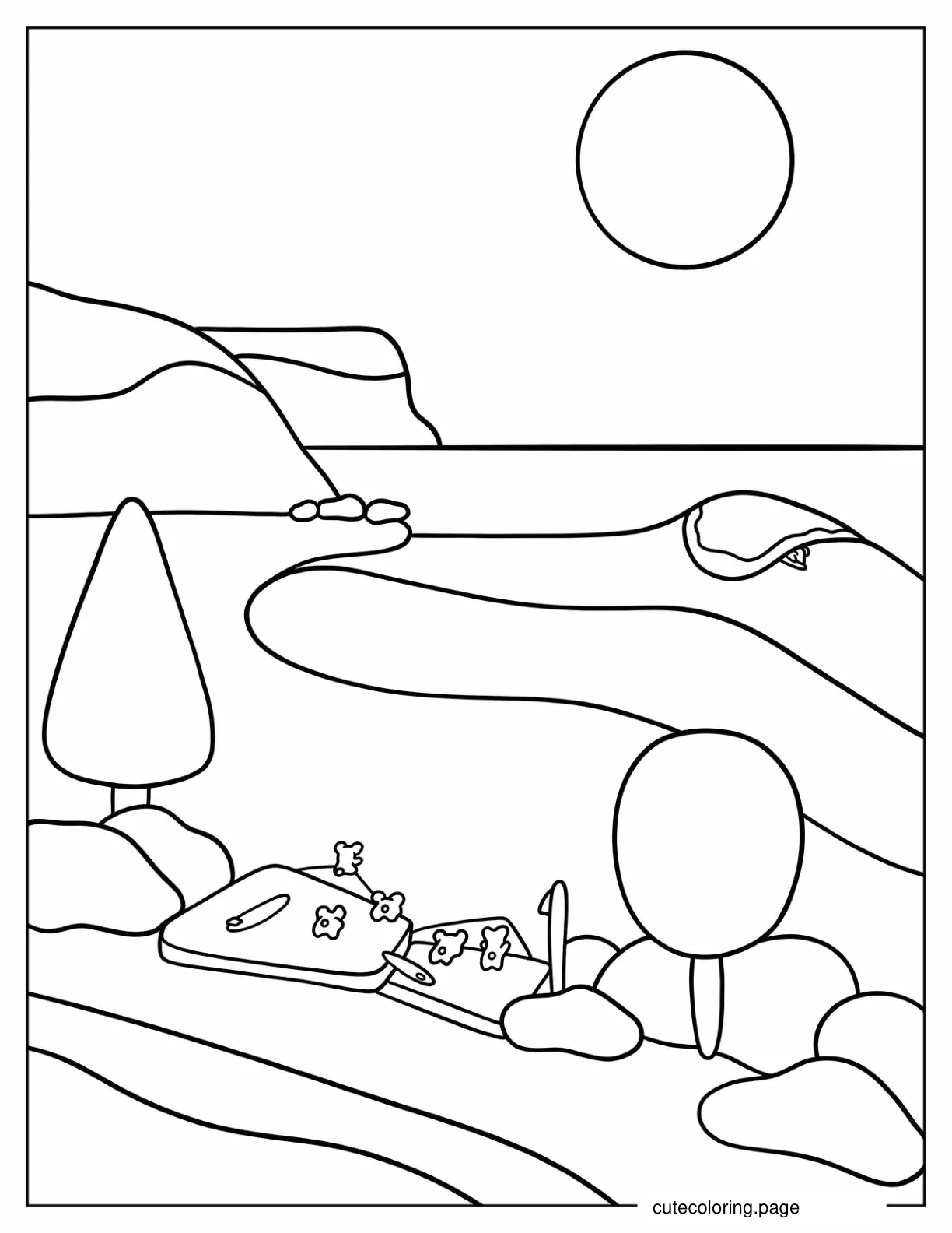 Easy Beach Aesthetic Coloring Page For Kids coloring page