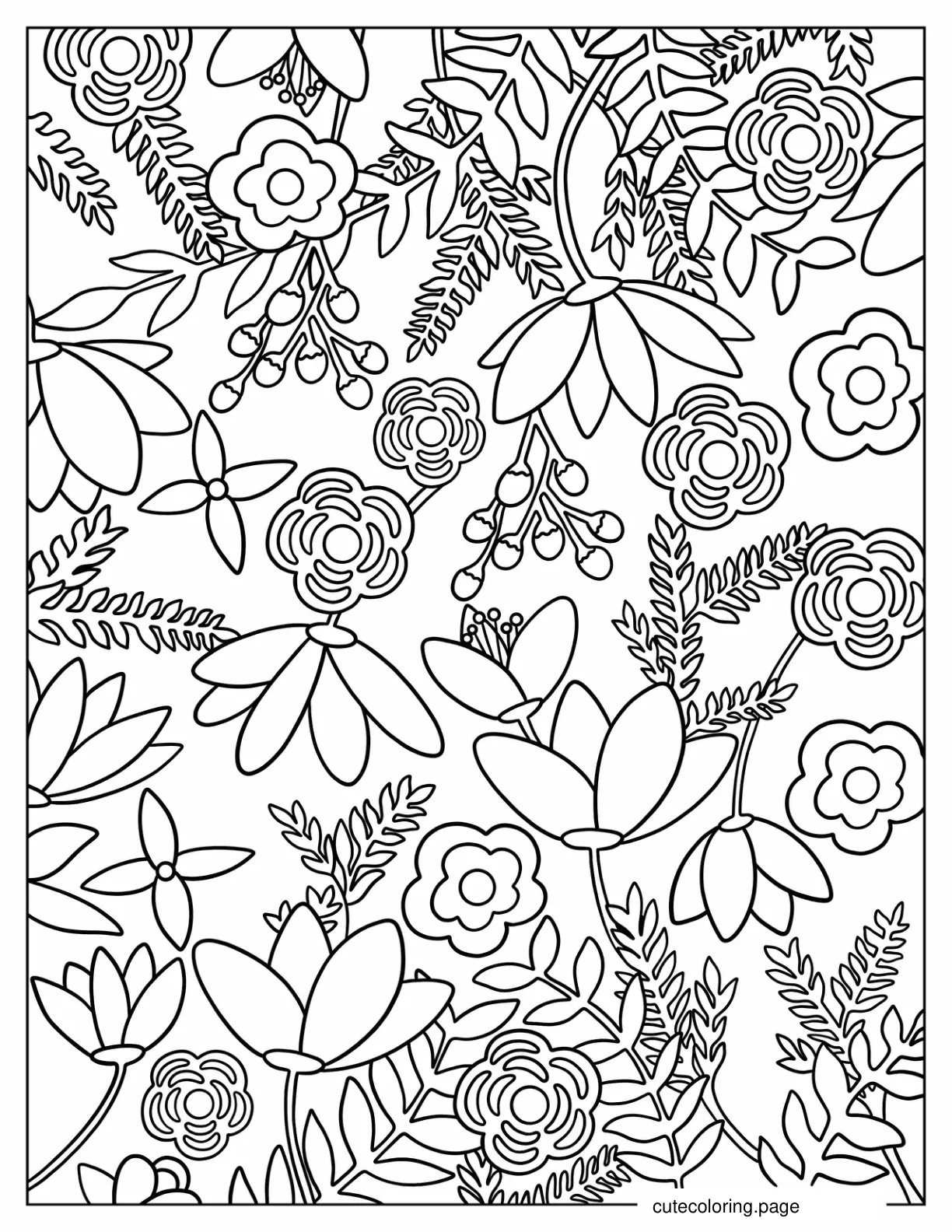 Full Page Floral Aesthetic Coloring Sheet coloring page