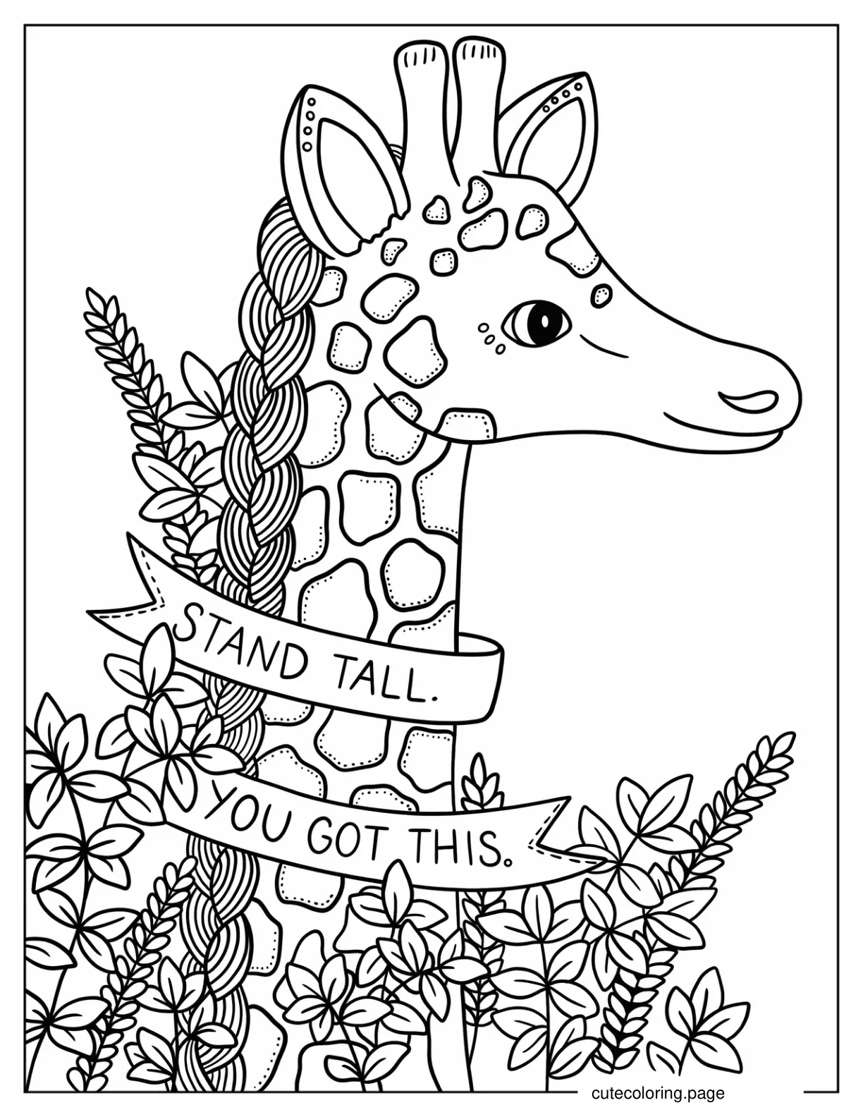 Motivational Giraffe Hippie Aesthetic Coloring Page coloring page