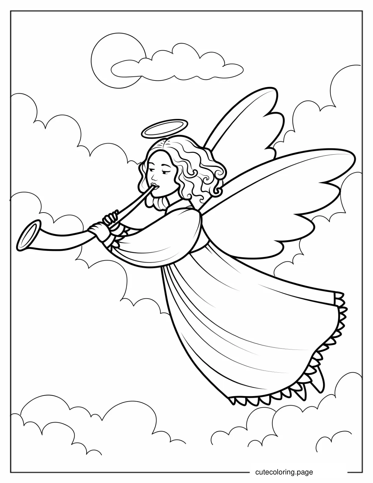 Coloring Page Of Angel Playing Music coloring page