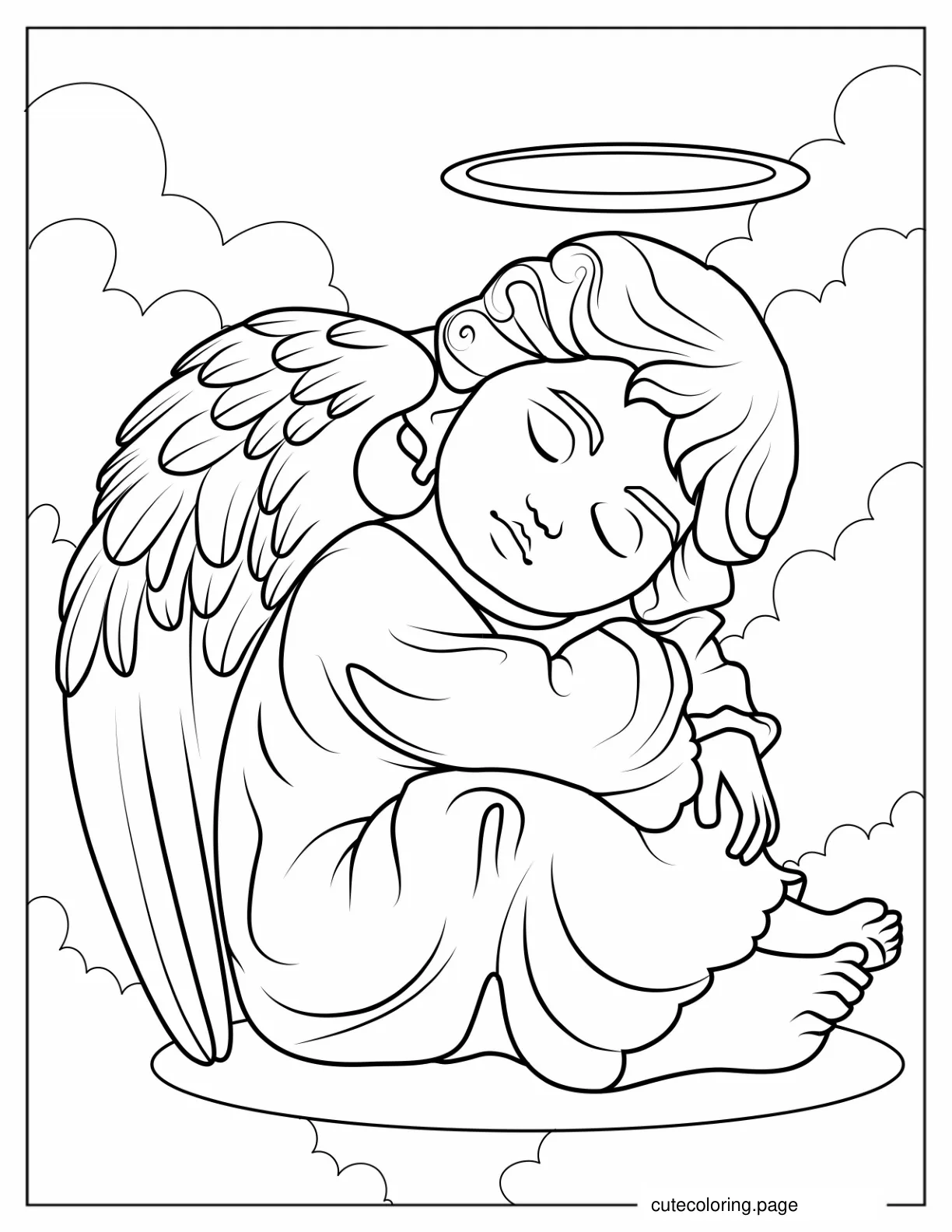 Cute Baby Angel In Heaven To Color coloring page