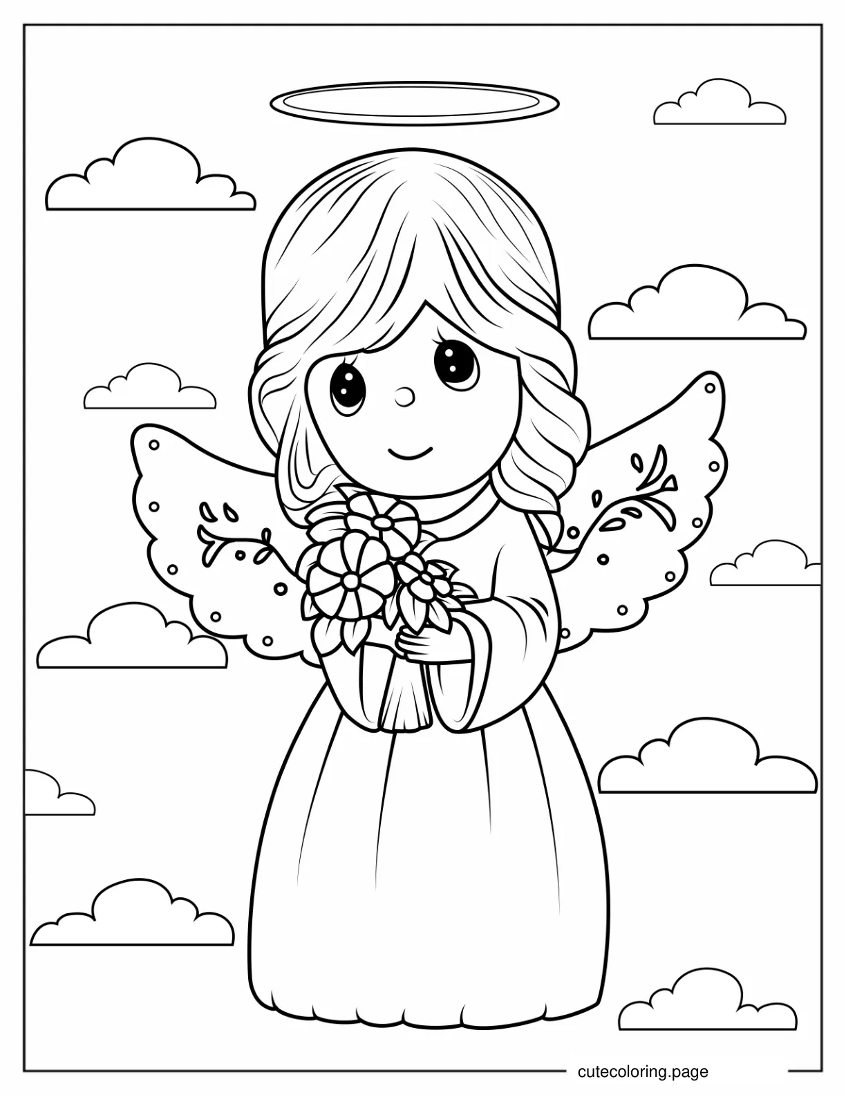 Cute Kawaii Angel To Color coloring page