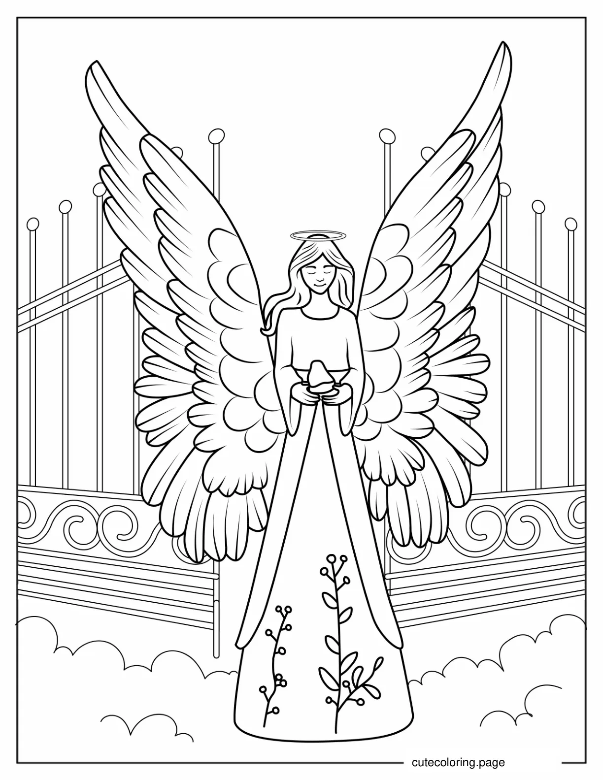 Detailed Angel At Heavens Gate To Color coloring page