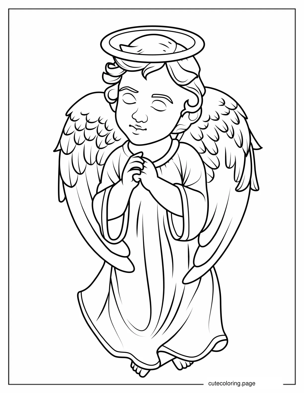 Heavenly Angel Boy With Halo To Color coloring page