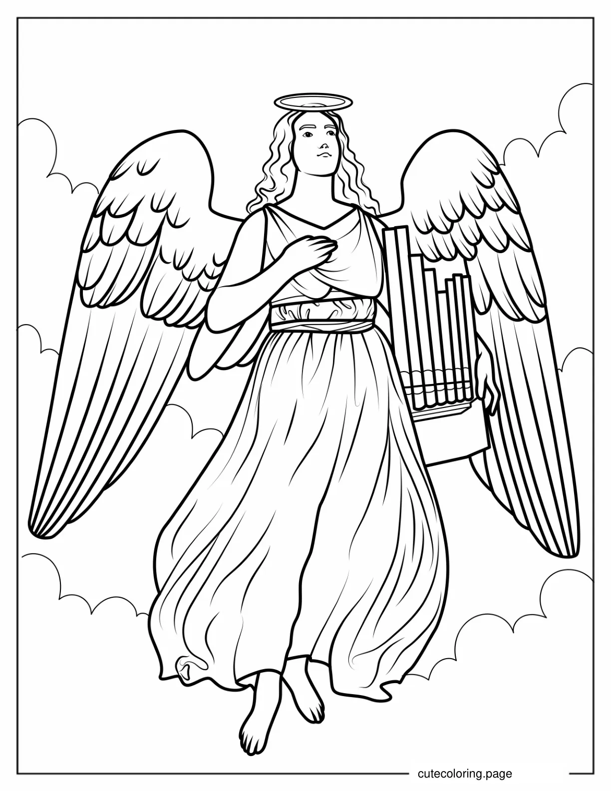 Realistic Looking Divine Angel To Color coloring page