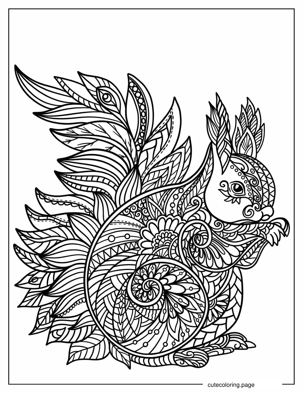 Complex Squirrel Mandala coloring page