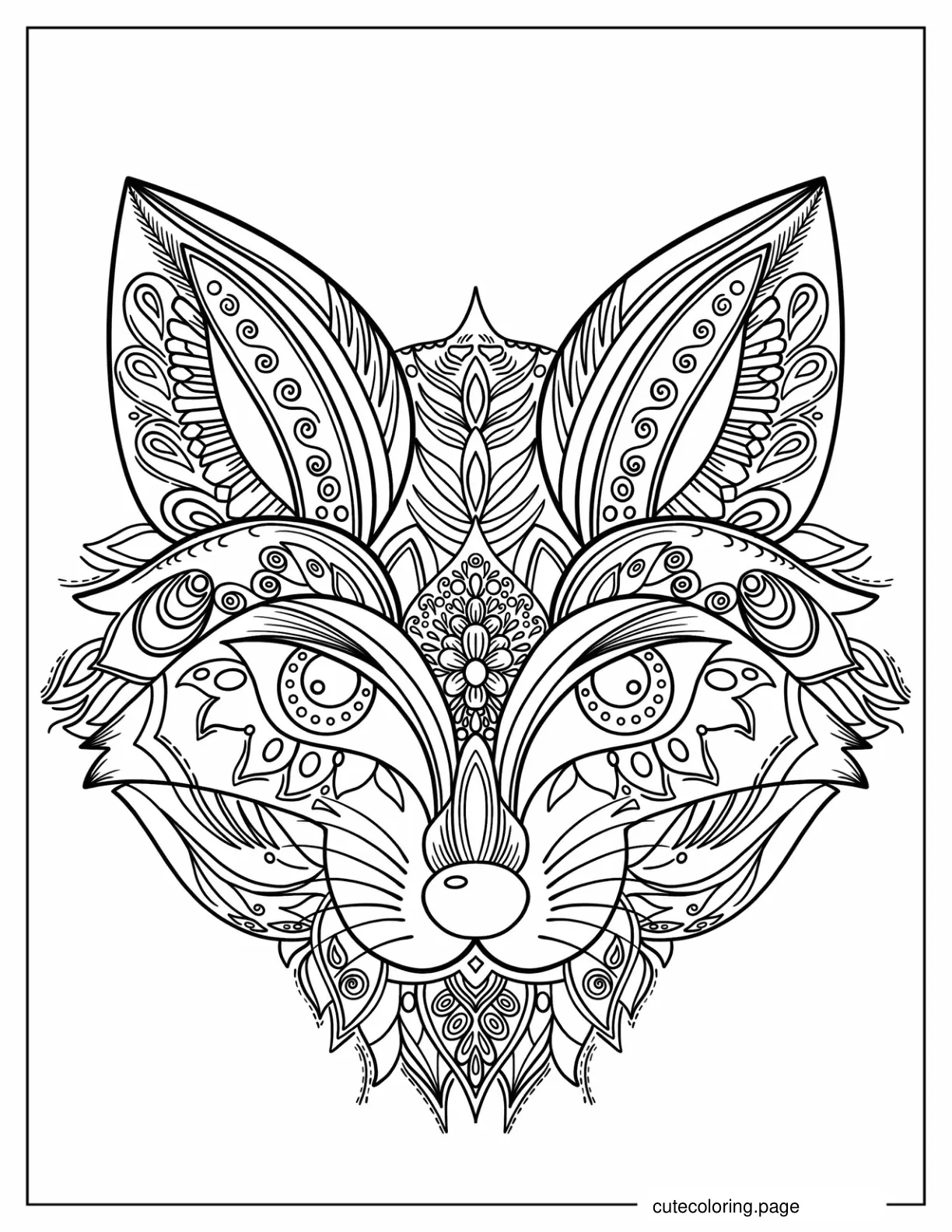 Fox Face Mandala coloring page