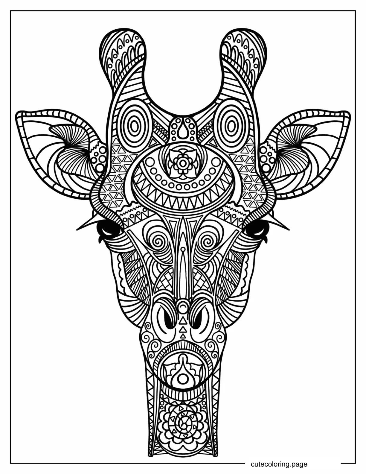 Giraffe Head Mandala coloring page