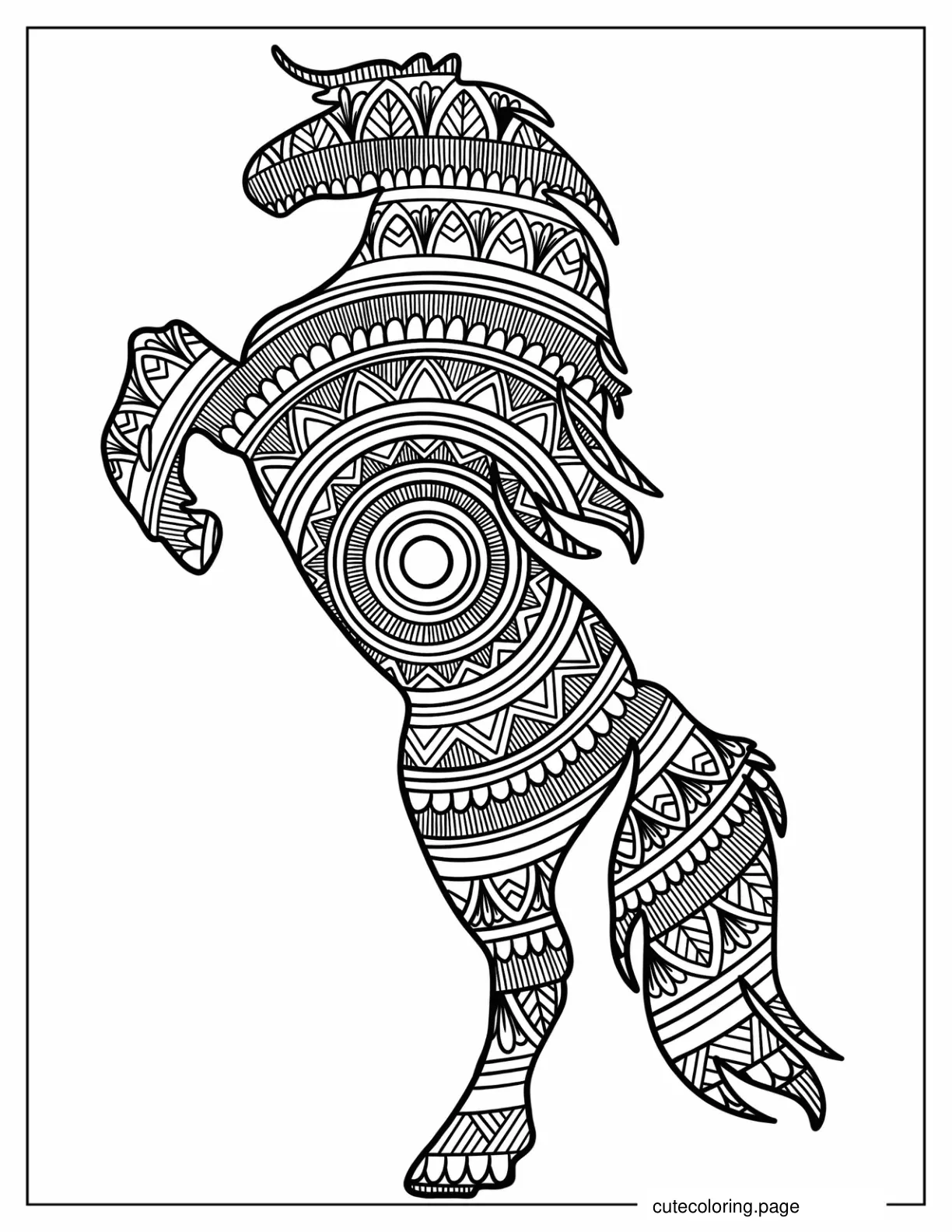 Horse Standing On Hind Legs Mandala Coloring Page coloring page