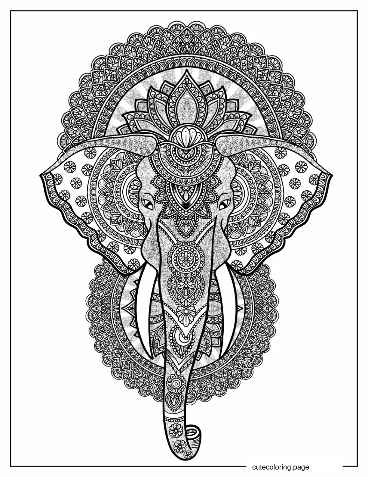 Majestic Elephant Mandala Coloring Page coloring page