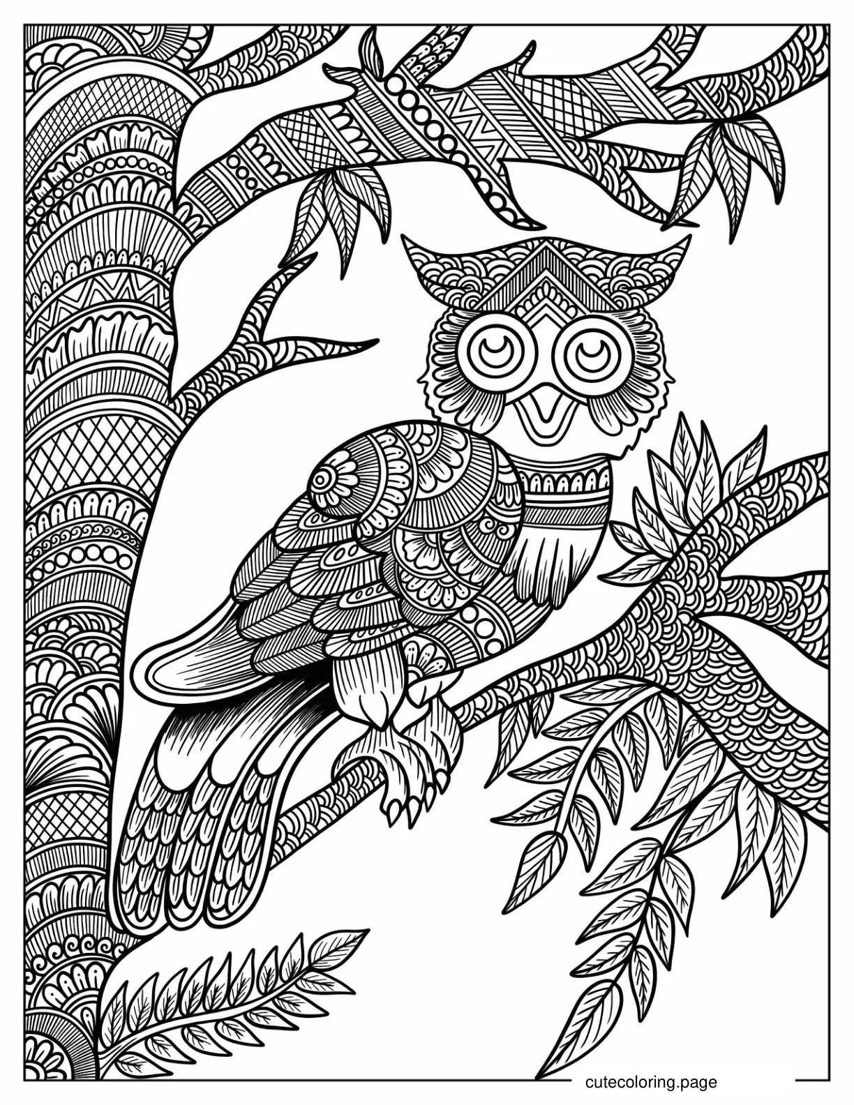 Owl And Tree Mandala coloring page