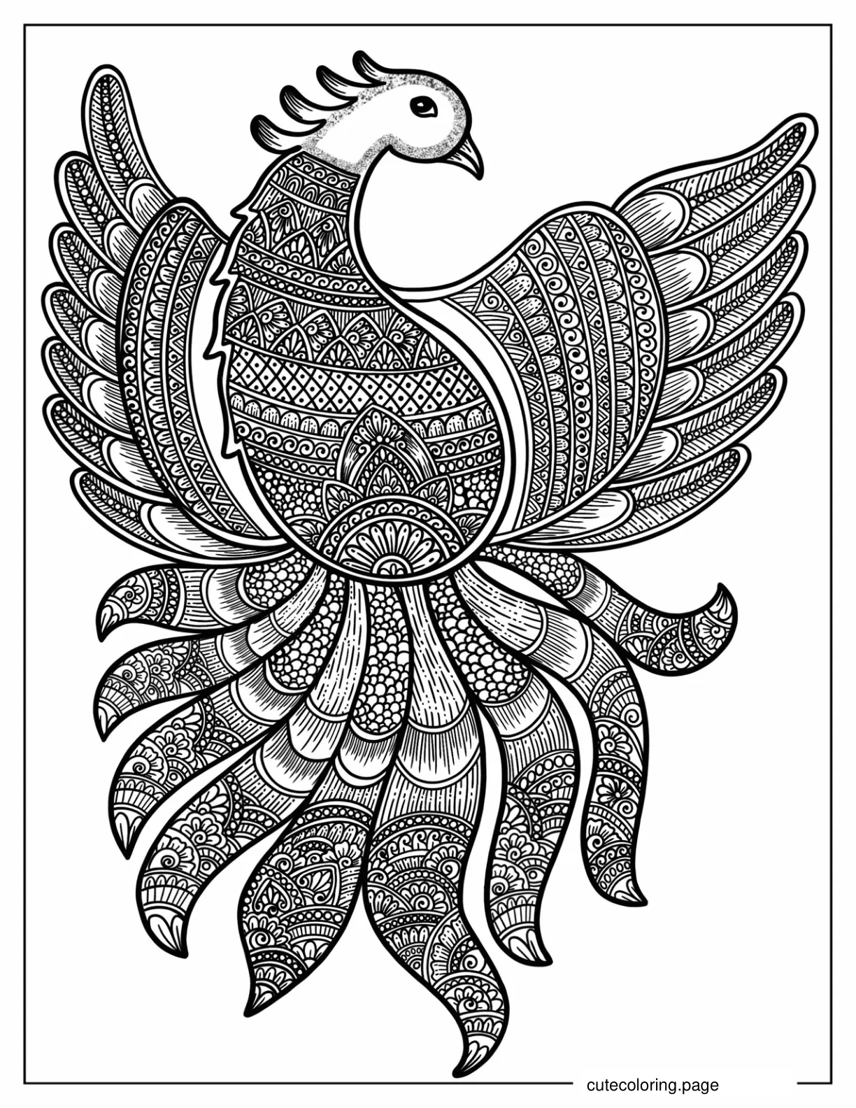 Peacock Shaped Mandala coloring page