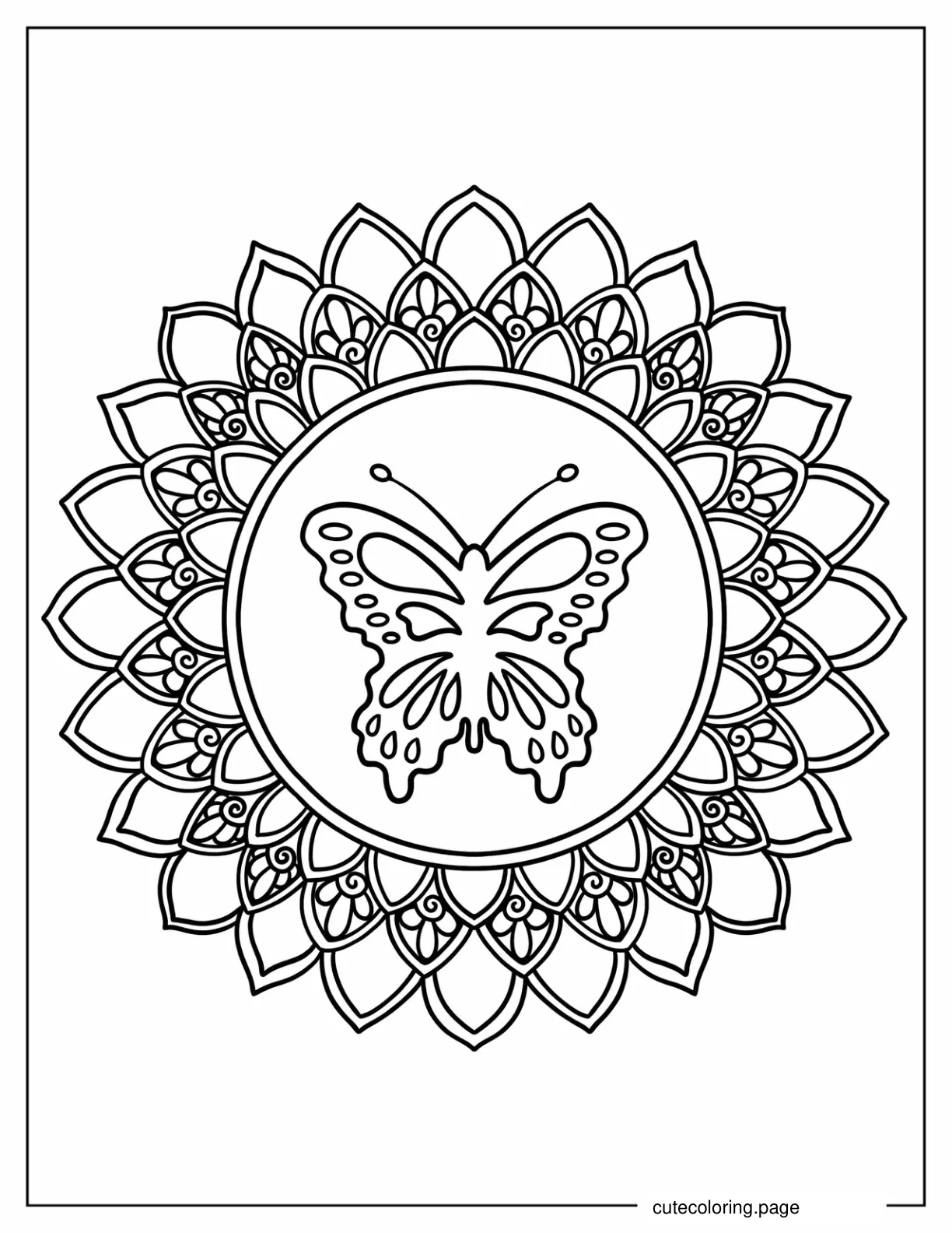 Simple Butterfly Mandala Coloring Page 1 coloring page