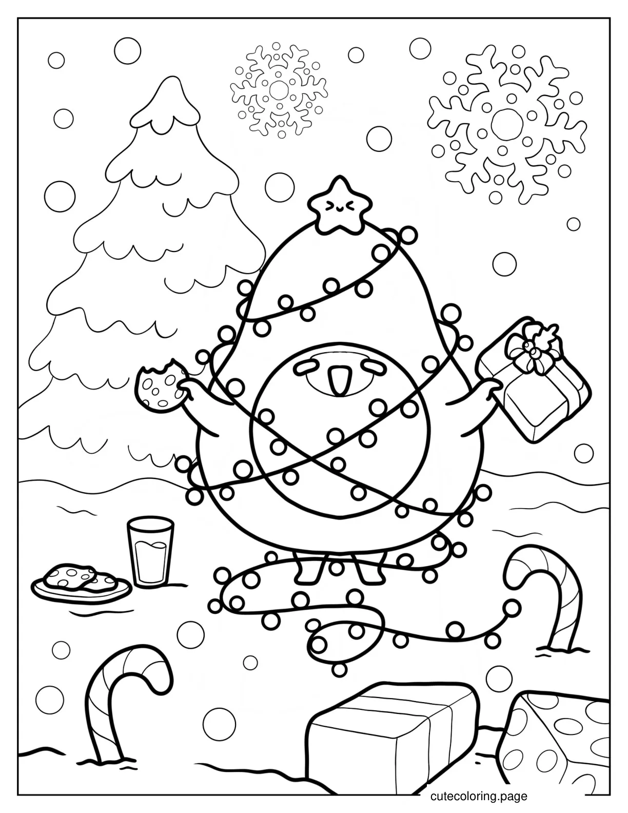 Avocado Christmas Tree Coloring Page For Kids coloring page