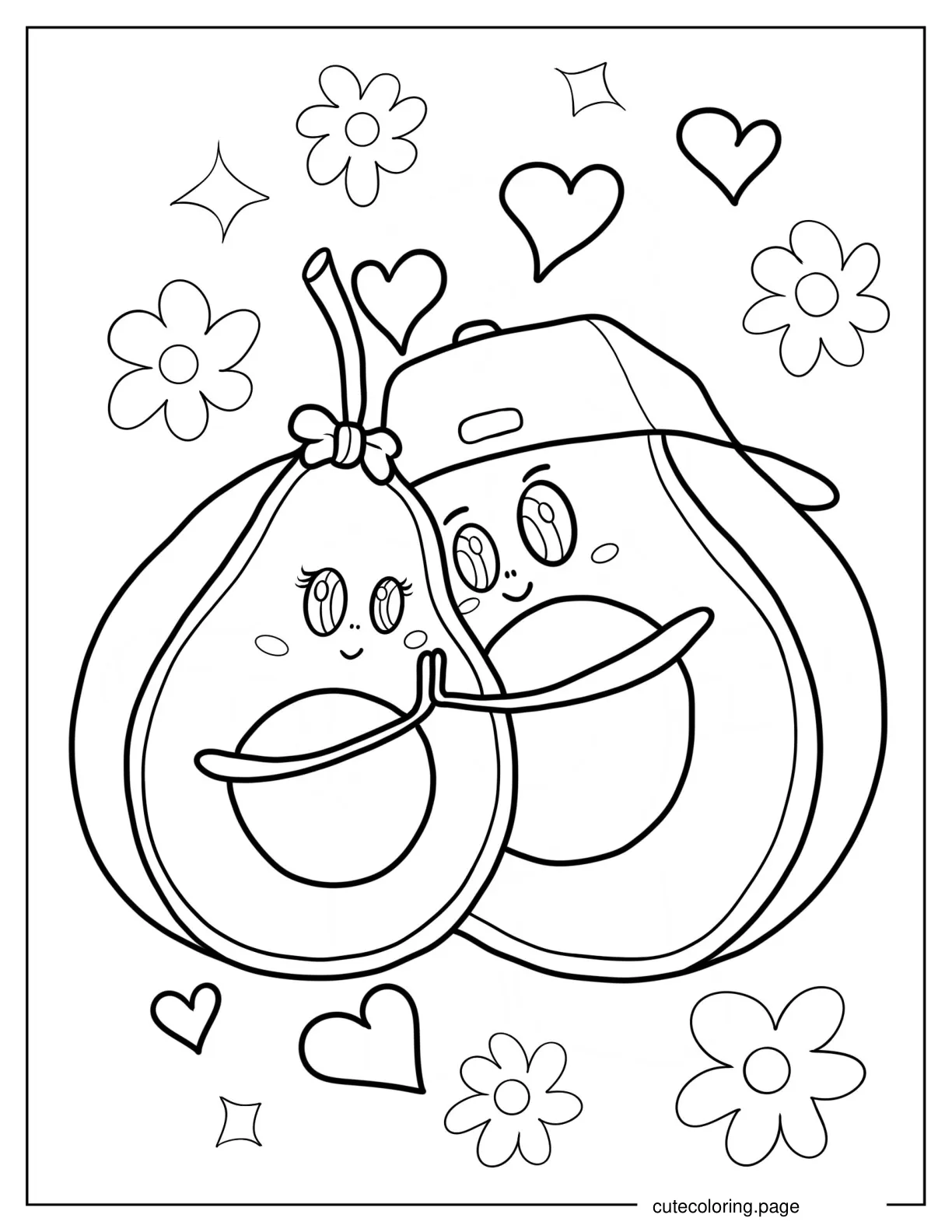 Boy And Girl Avocados Holding Hands Coloring Sheet coloring page