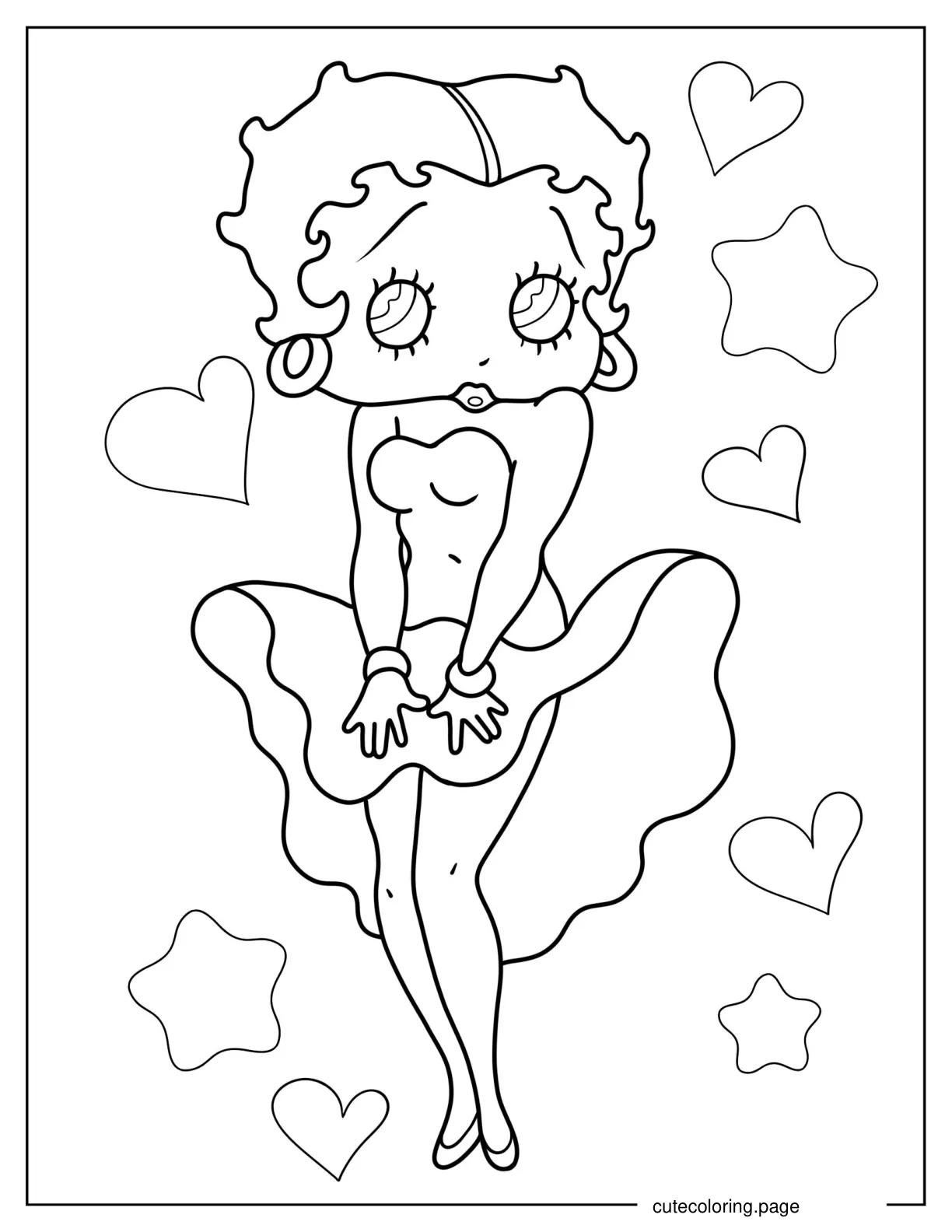 Betty Boop In Marylin Monroe Pose Coloring Page coloring page