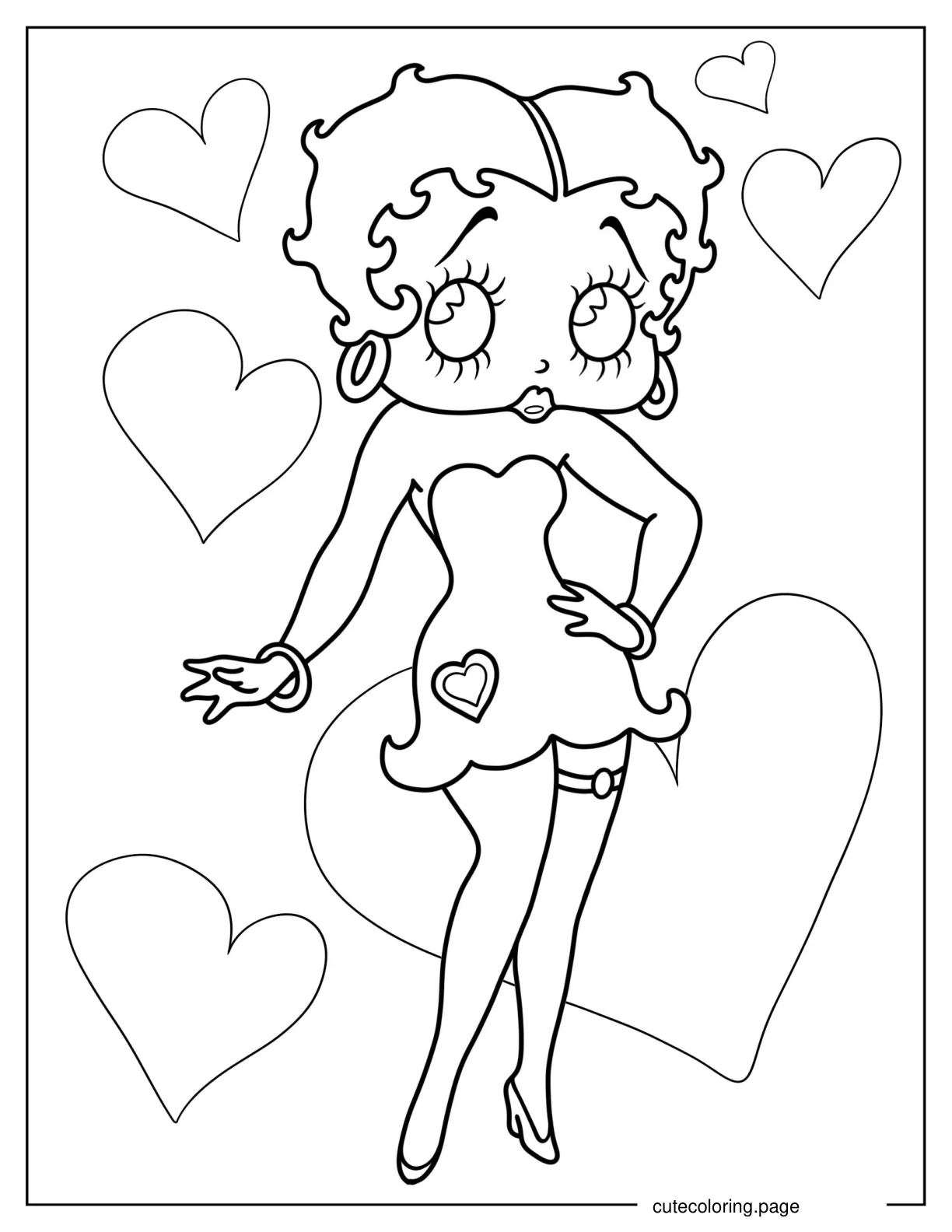 Betty Boop In Mini Dress To Color coloring page