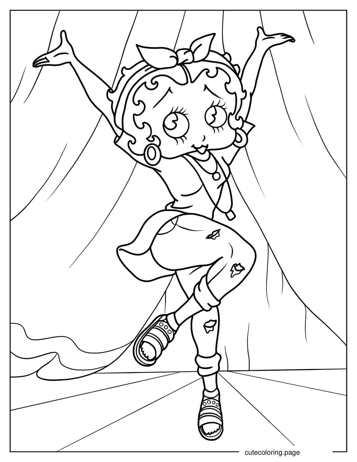 Betty Boop In Retro Clothes On Stage Coloring In coloring page