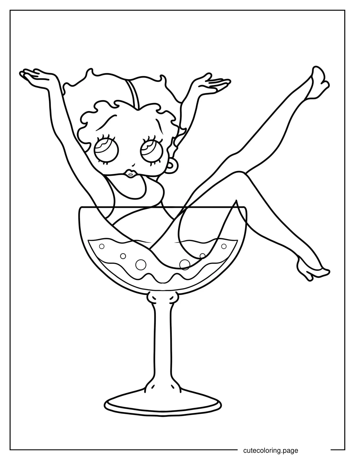 Betty Boop In Wine Glass Coloring Page coloring page