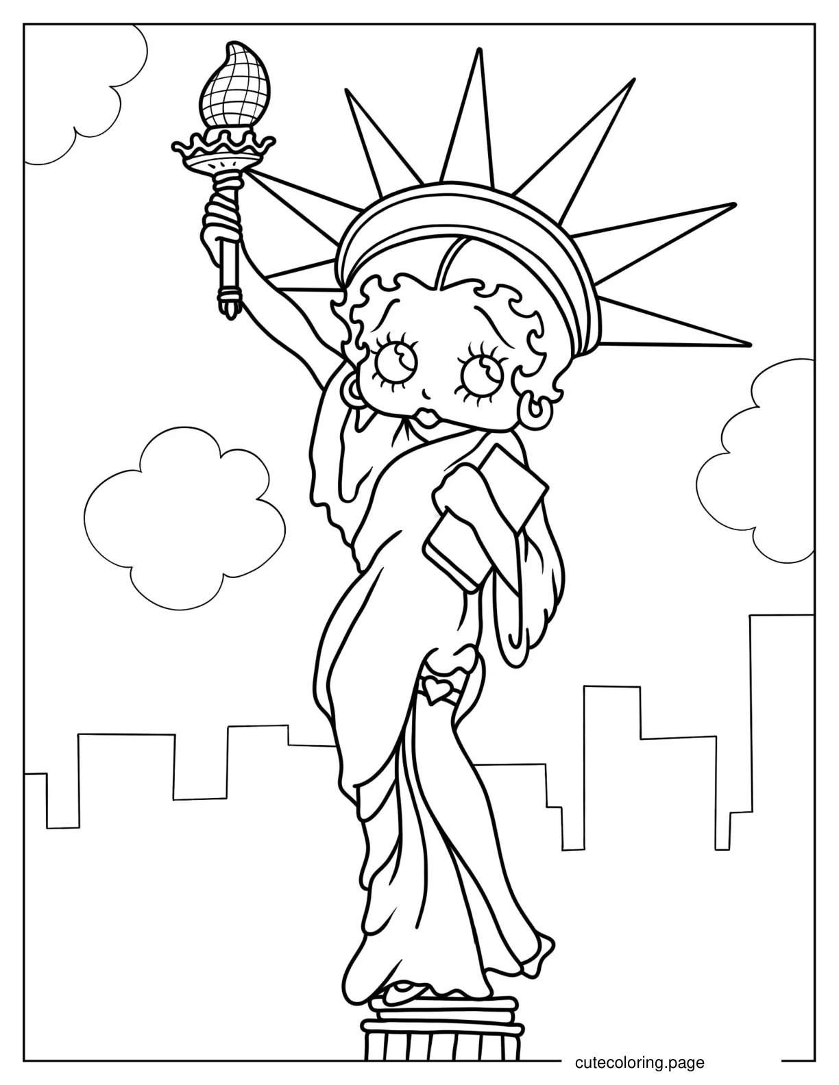 Betty Boop Statue Of Liberty Coloring Page coloring page