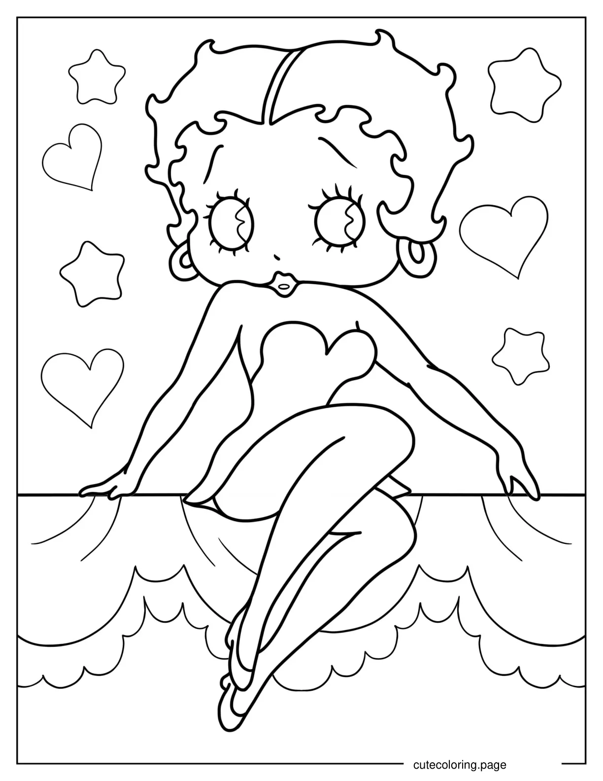 Easy Outline Of Betty Boop For Kids coloring page