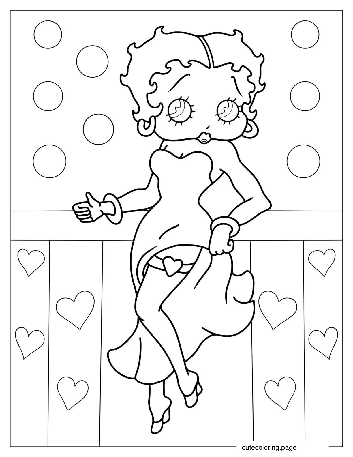 Easy Outline Of Betty Boop In Gown coloring page