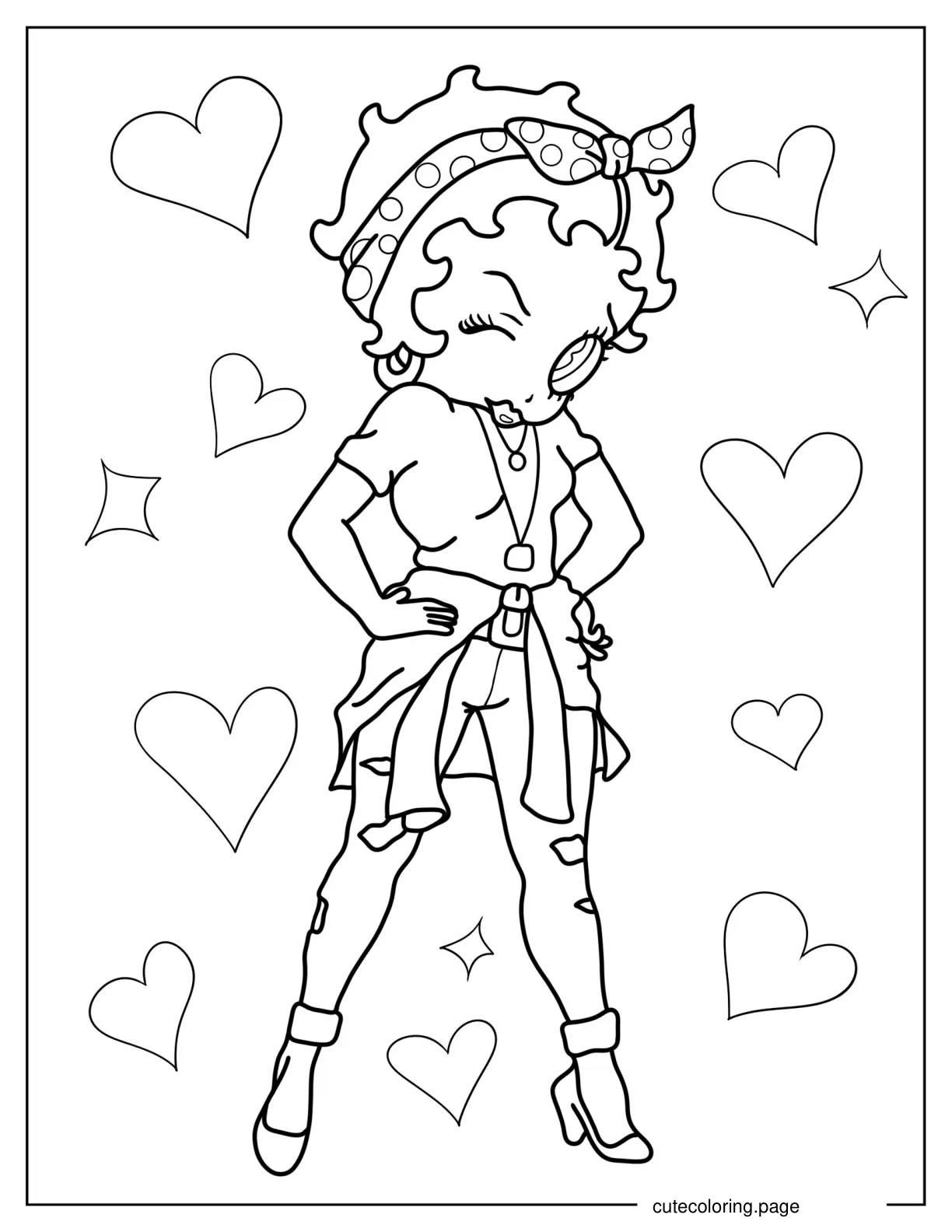 Winking Betty Boop Coloring In For Kids coloring page