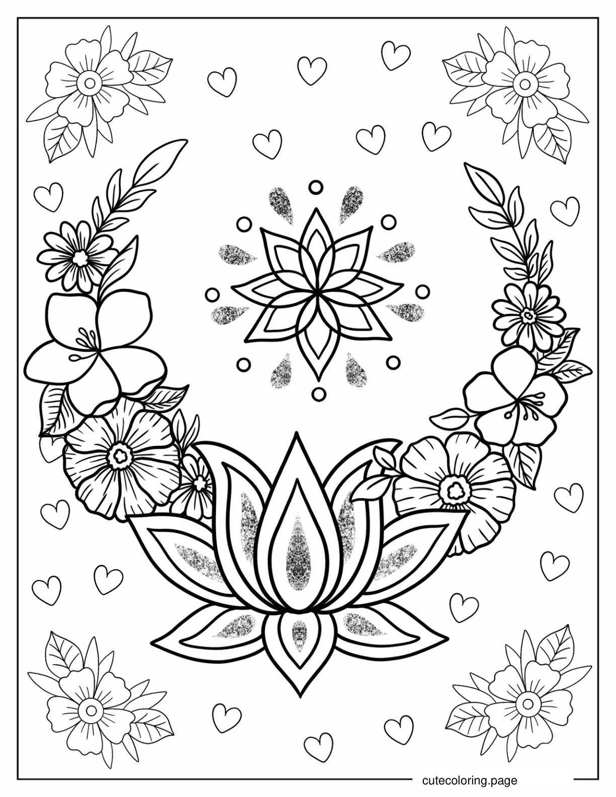 Boho Flower Arch Coloring Sheet For Kids coloring page