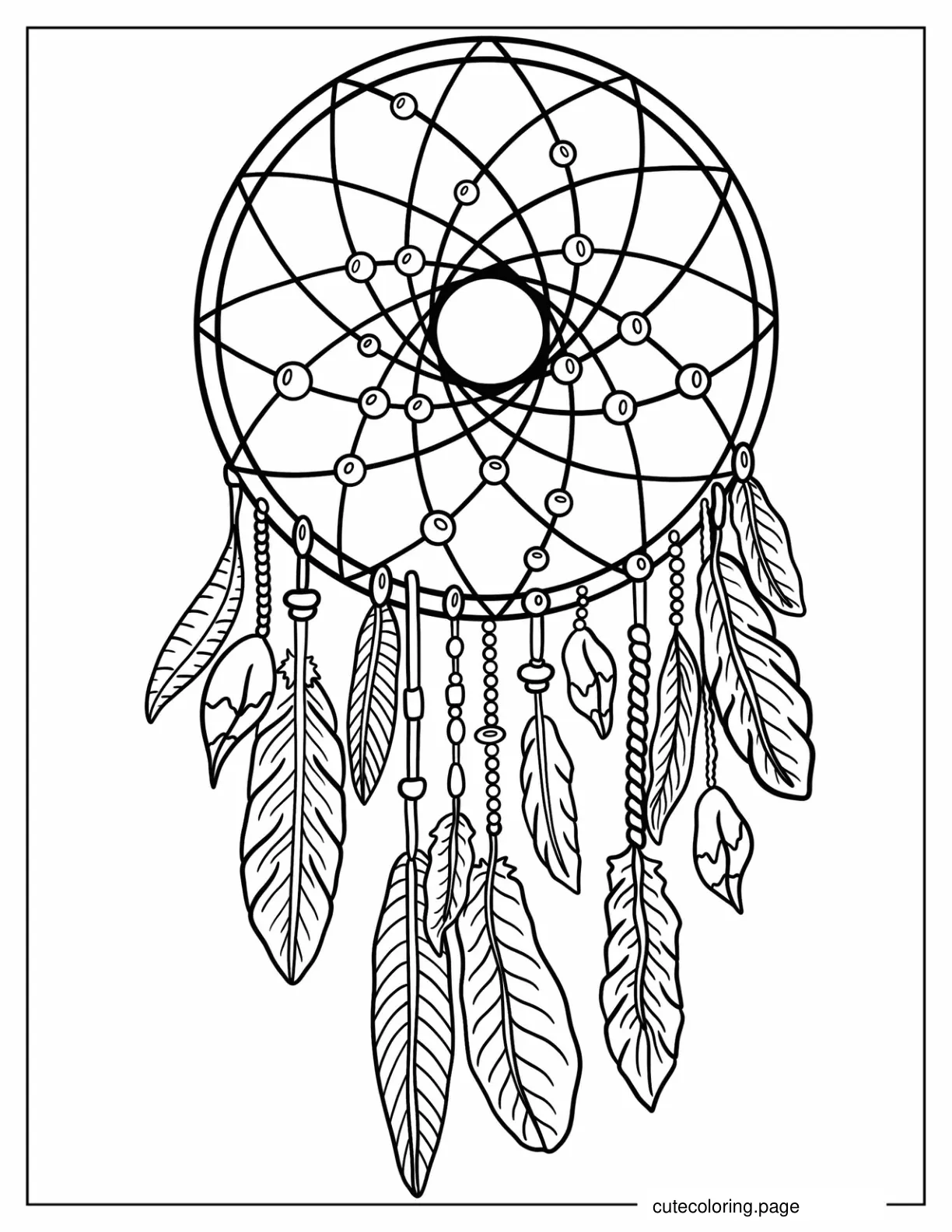 Round Dreamcatcher coloring page