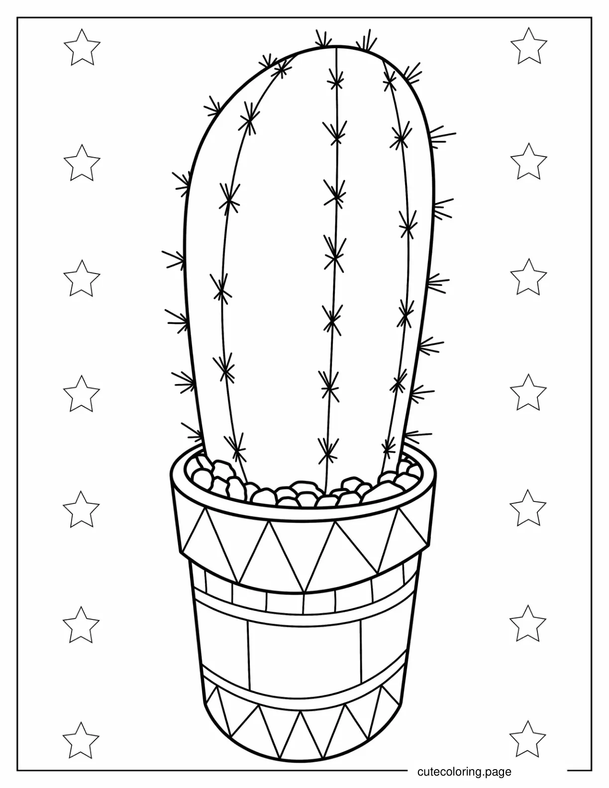 Baby Saguaro Cactus In South American Style Pot coloring page