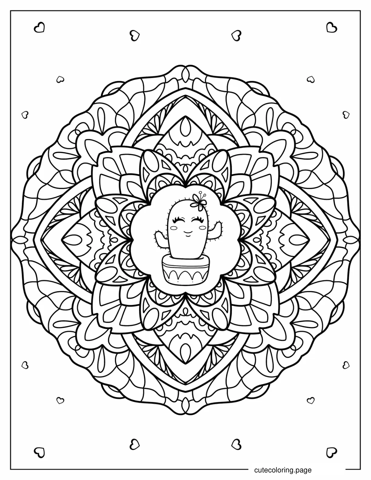 Cactus Mandala To Color For Relaxation coloring page