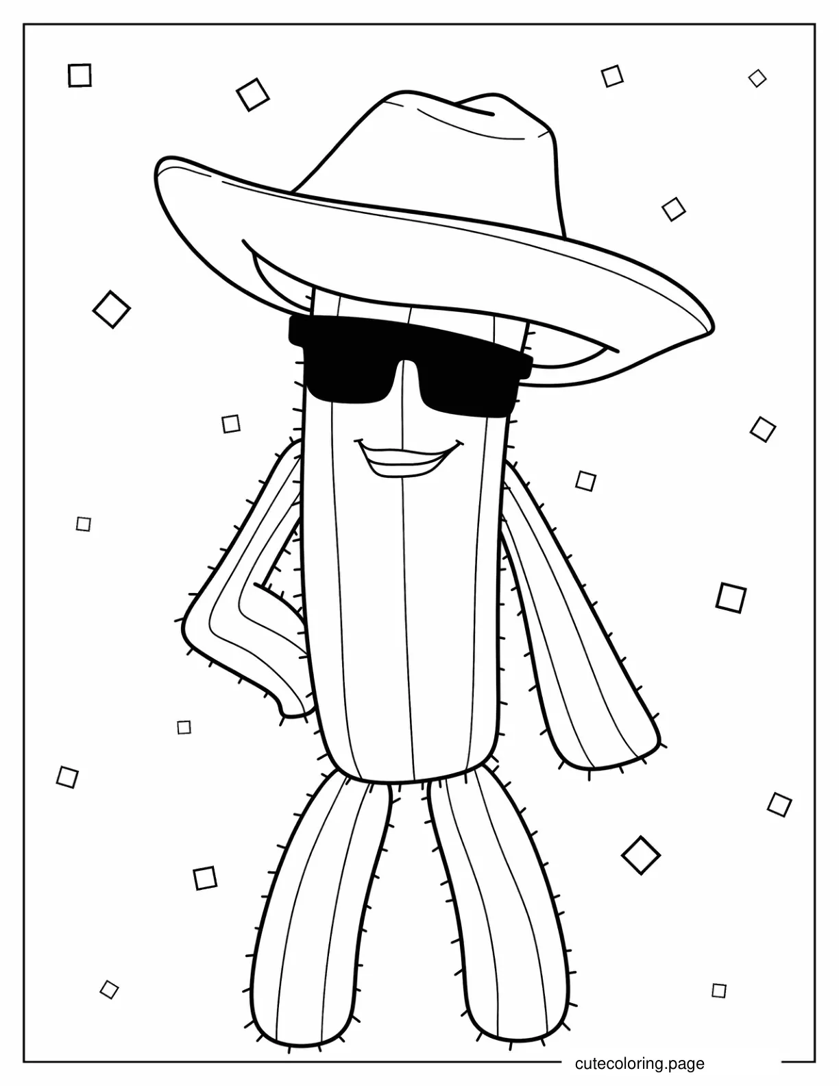 Cool Cactus Wearing Sunglasses coloring page