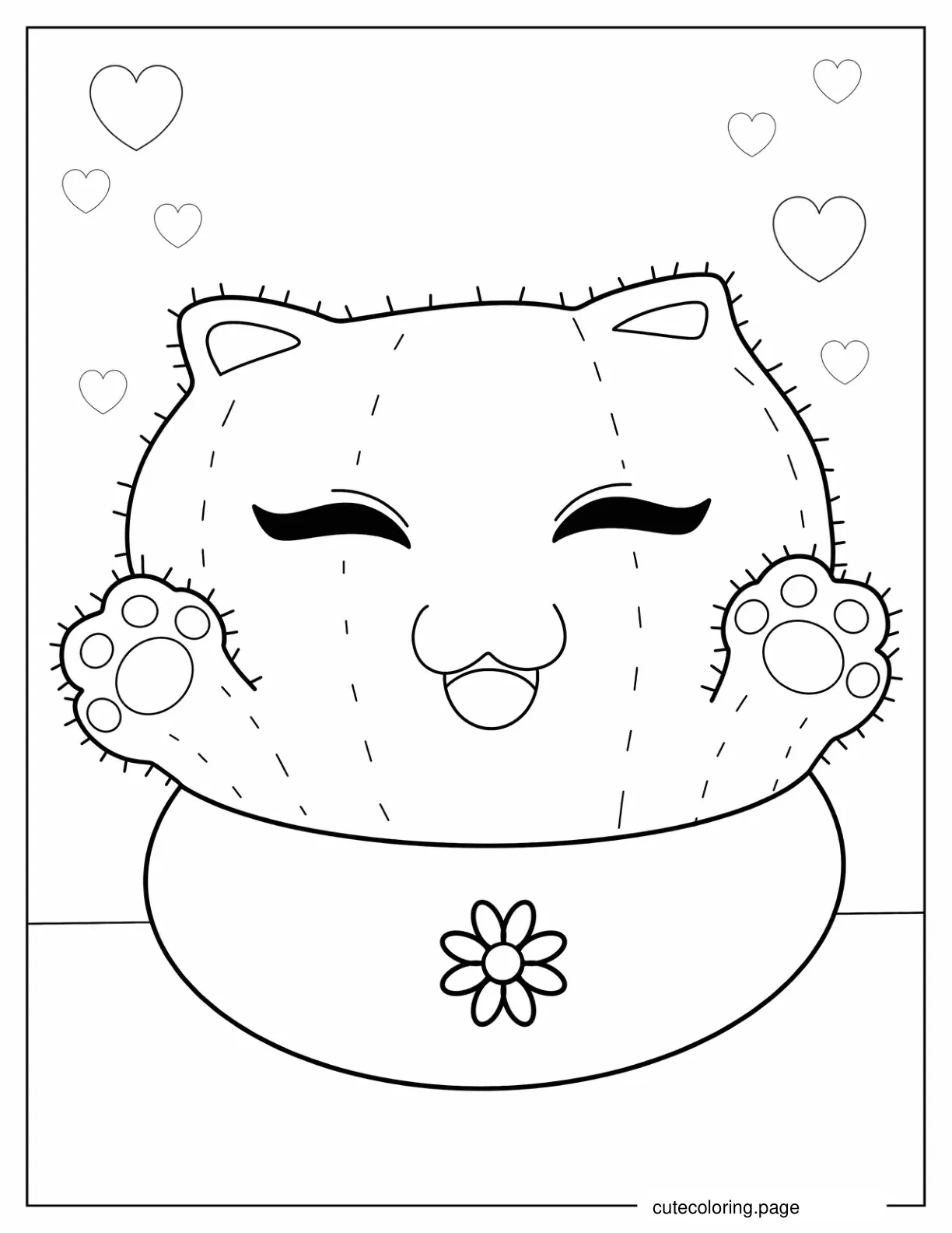 Cute Kawaii Cactus Coloring Page coloring page