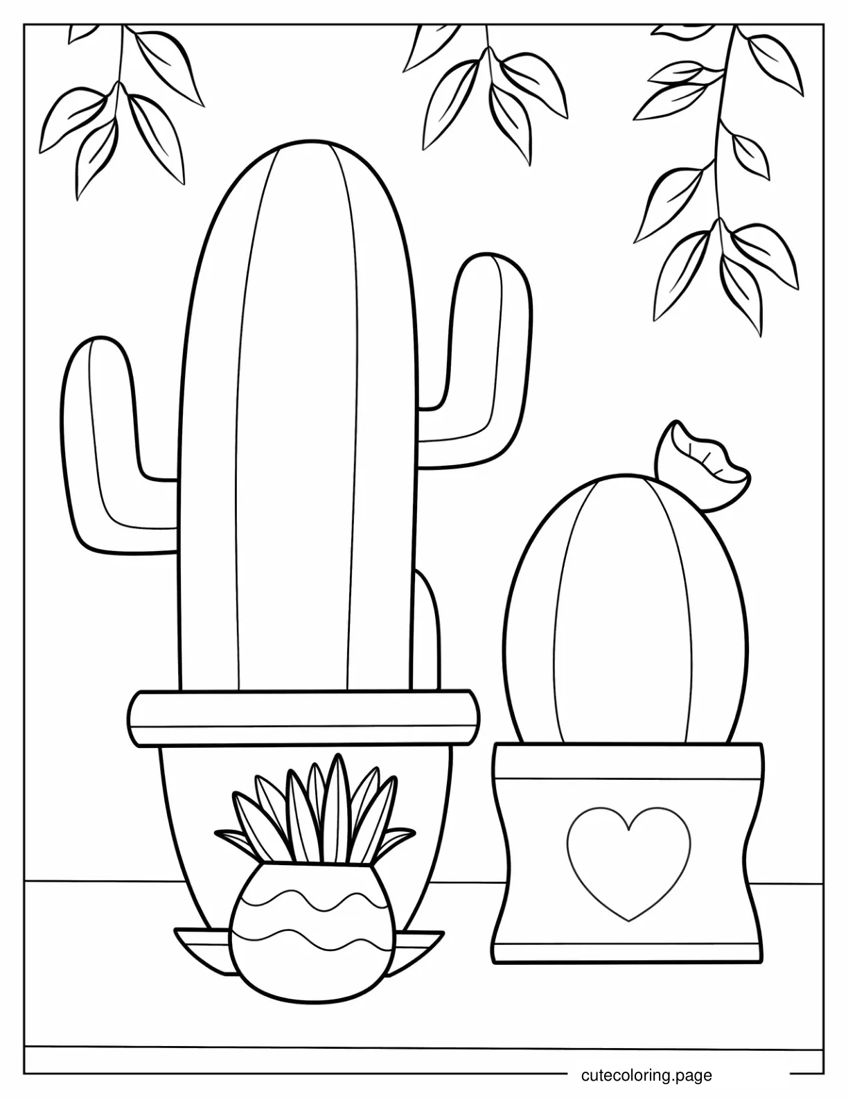 Easy Outline Of Cactus Plants For Toddlers coloring page