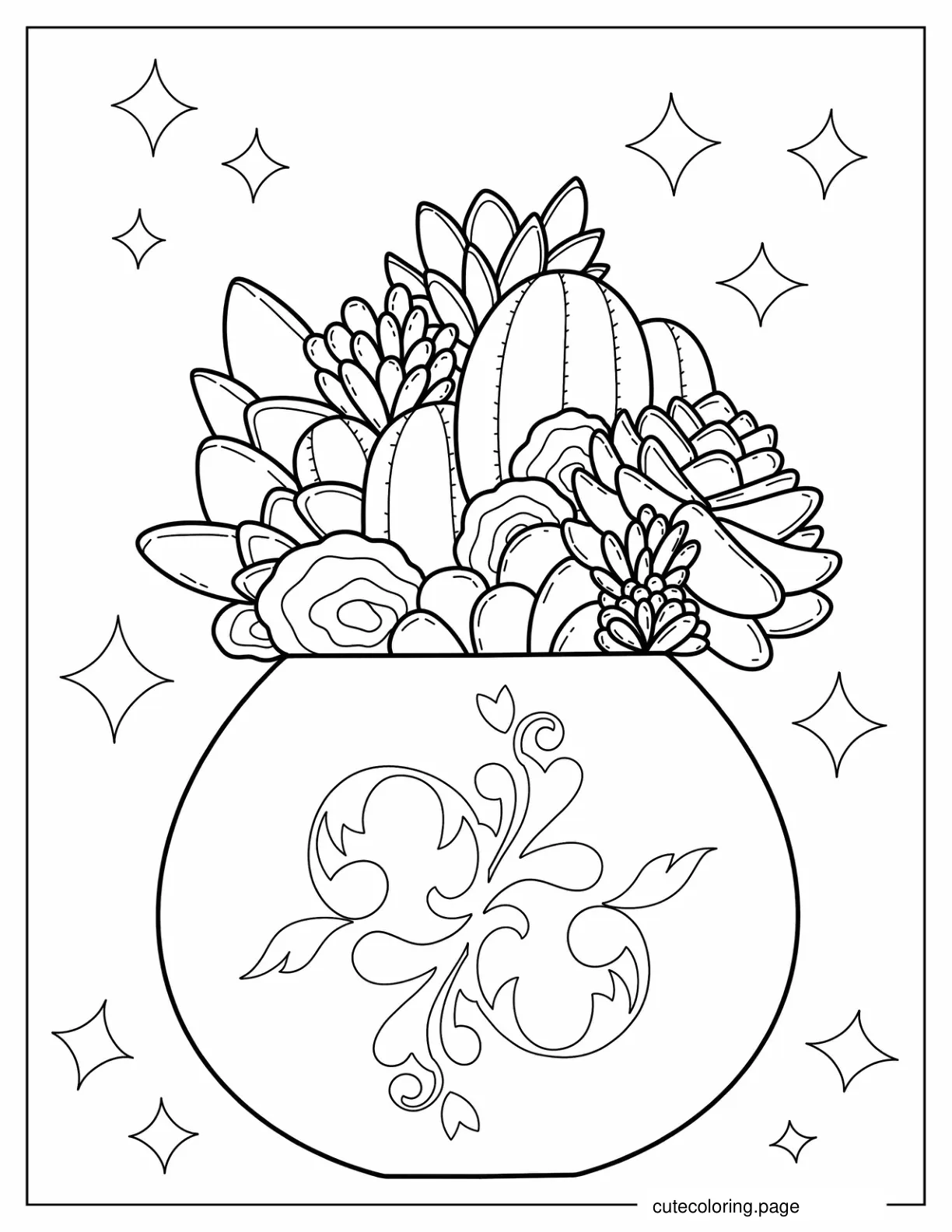 Modern Succulent Plant Coloring Sheet coloring page