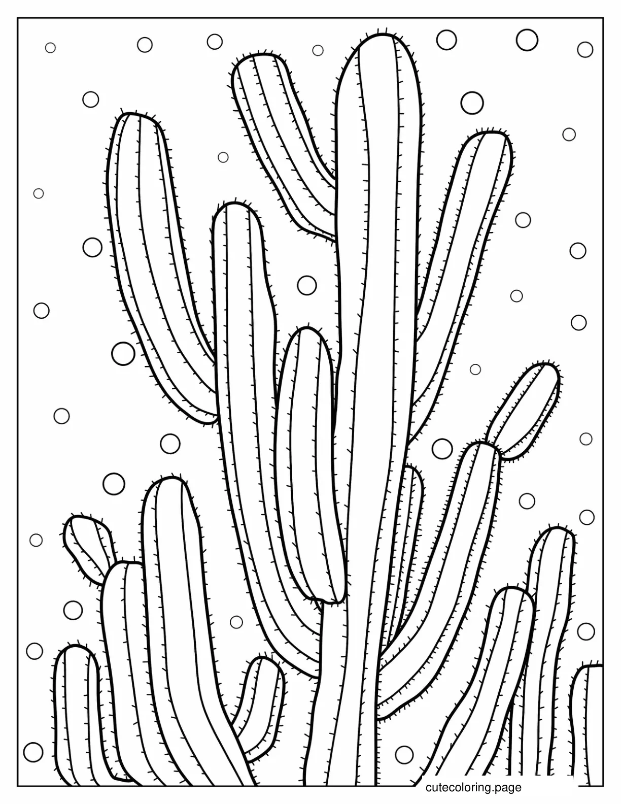 Realistic Desert Cactus With Spikes coloring page