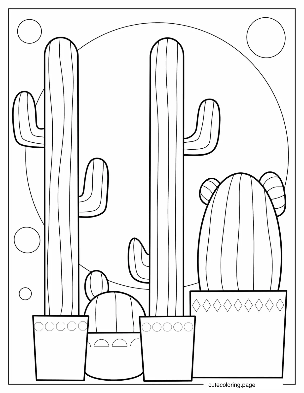 Saguaro And Golden Barrel Cactus coloring page