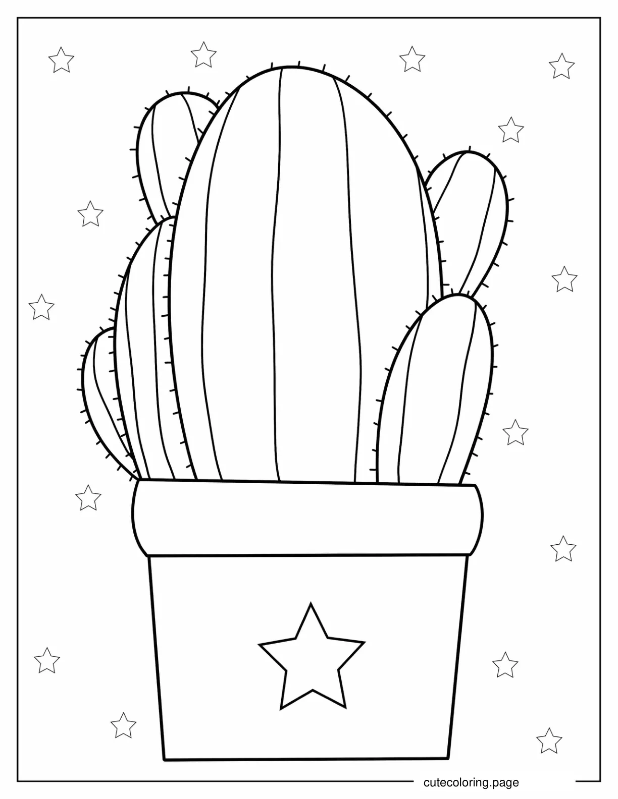 Simple Outline Of a Cactus Plant For Preschoolers coloring page